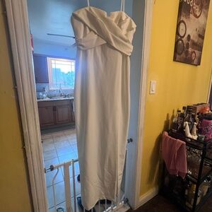 White strapless gown